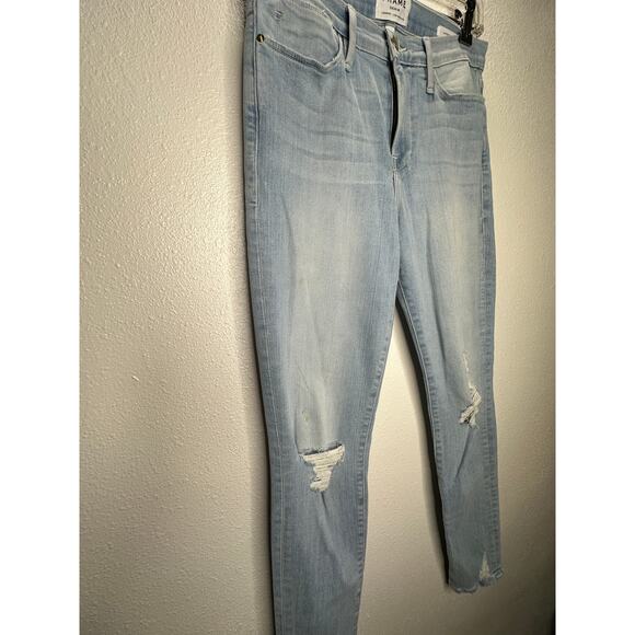 Frame Light Blue Wash Distressed Le High Skinny in Rush Jeans 28 - Picture 7 of 16